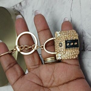 Champaign And Gold Handbag Charm Keychain